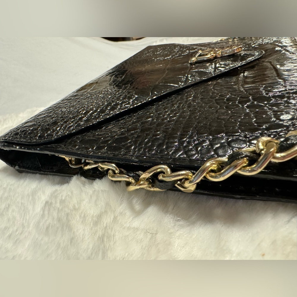 VTG Vivace Korean Leather Crocodile Envelope Clutch Shoulder Purse 90’s Unique - Picture 3 of 15